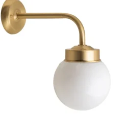 Applique murale, Light.o.101, avec Glass006, laiton, verre opalin, IP43, L10cm, H29,5cm - Zangra