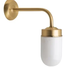 Applique murale, Light.o.101, avec Glass009, laiton, verre opalin, IP43, L10cm, H30,5cm - Zangra