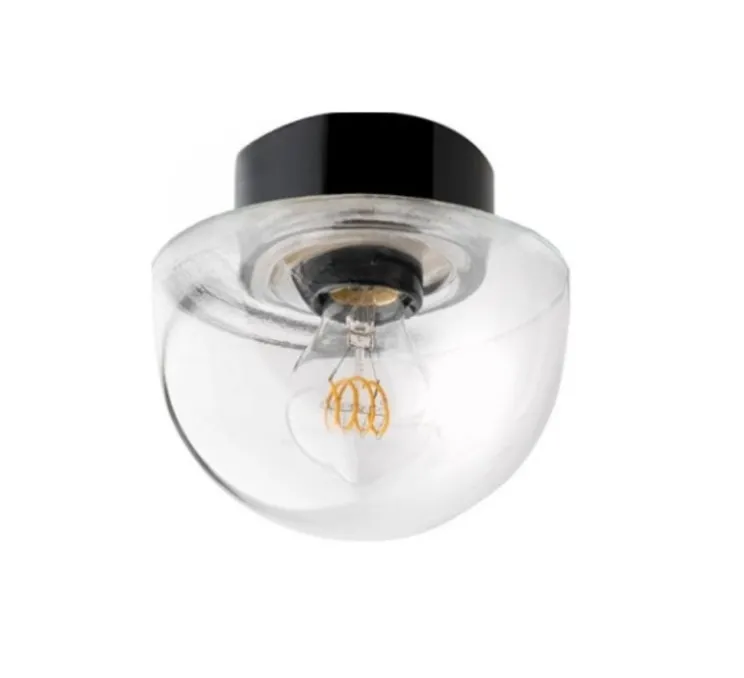 Applique murale, Light.o.016, avec glass027, noir, IP54, Ø10cm, H5cm - Zangra