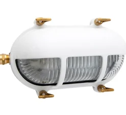 Applique murale, Light.o.071, blanc, laiton, IP64, L20cm, H13cm - Zangra