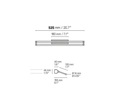 Applique murale, link 525, Nickel satiné, LED, 2700K, 540lm, L52,5cm, H4,4cm - Cvl