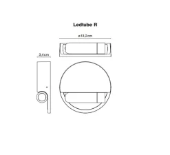 Applique murale, liseuse, Ledtube R droite, aluminium, avec grille, LED, 2700k, 115,5lm, H13,2cm - Marset