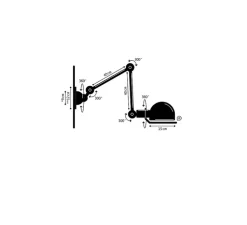 Applique murale, Loft 2 bras, D4401, noir, brillant, Ø15cm, L80cm - Jieldé