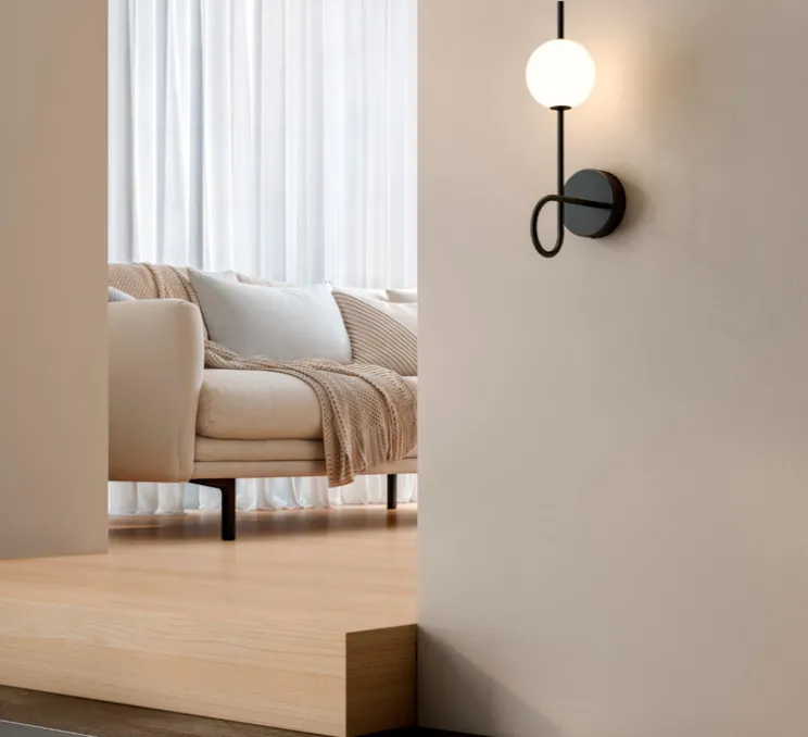 Applique murale, Loop, noir, L16cm, H33,5cm - Estiluz