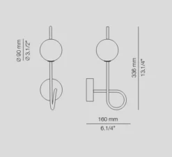 Applique murale, Loop, noir, L16cm, H33,5cm - Estiluz