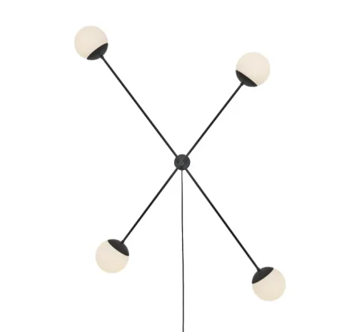 Applique murale, Lord X, noir, opal, Ø25cm, H200cm - Rubn