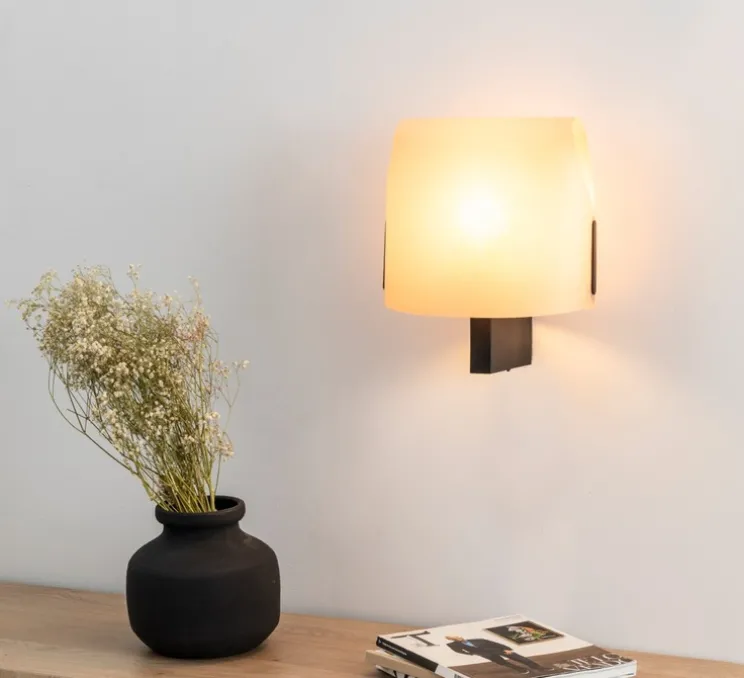 Applique murale, Luang, noir et camel, L30cm, H26cm-Faro