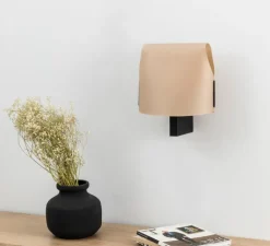 Applique murale, Luang, noir et camel, L30cm, H26cm-Faro