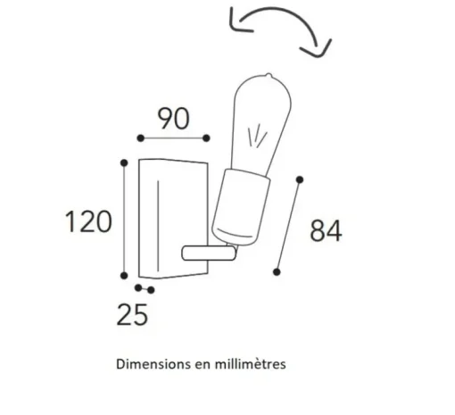 Applique murale, Lumen 3094, laiton vieilli, L9cm, H12cm - Moretti Luce