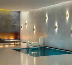 Applique murale, Lune A-3370, or satiné, IP65, LED, 2700K, L22cm, H22cm - Estiluz