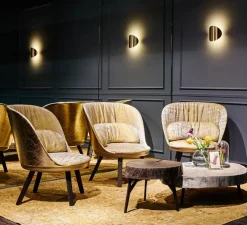 Applique murale, Lune A-3370, or satiné, IP65, LED, 2700K, L22cm, H22cm - Estiluz