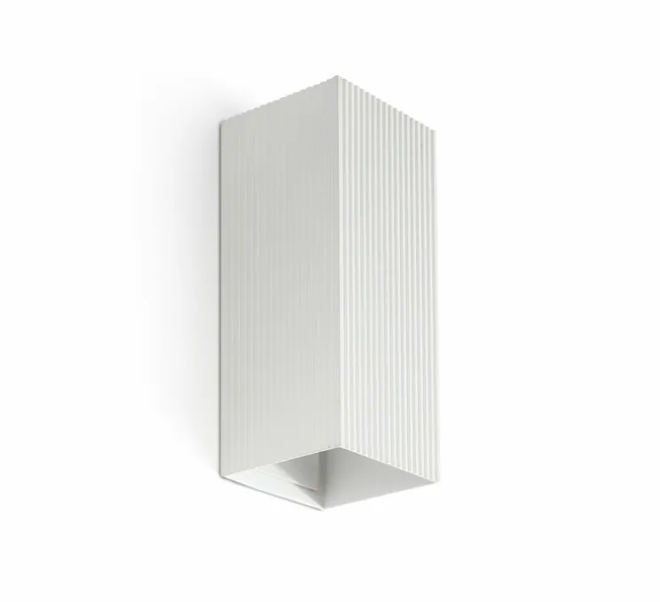 Applique murale, Lune 2L, cannelée, blanc, L8cm, H15,5cm - Faro