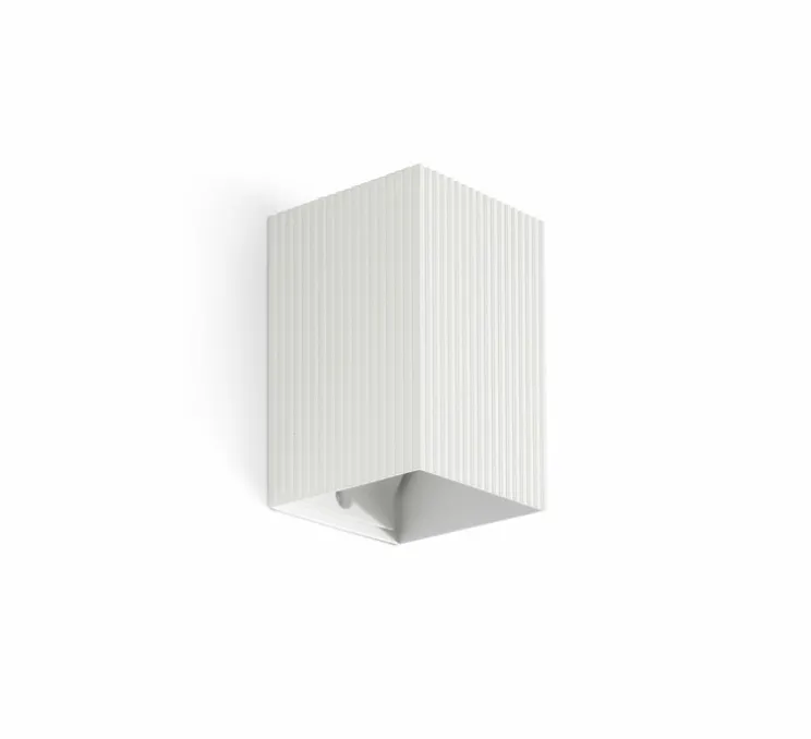 Applique murale, Lune 1L, cannelée, blanc, L8cm, H10cm - Faro