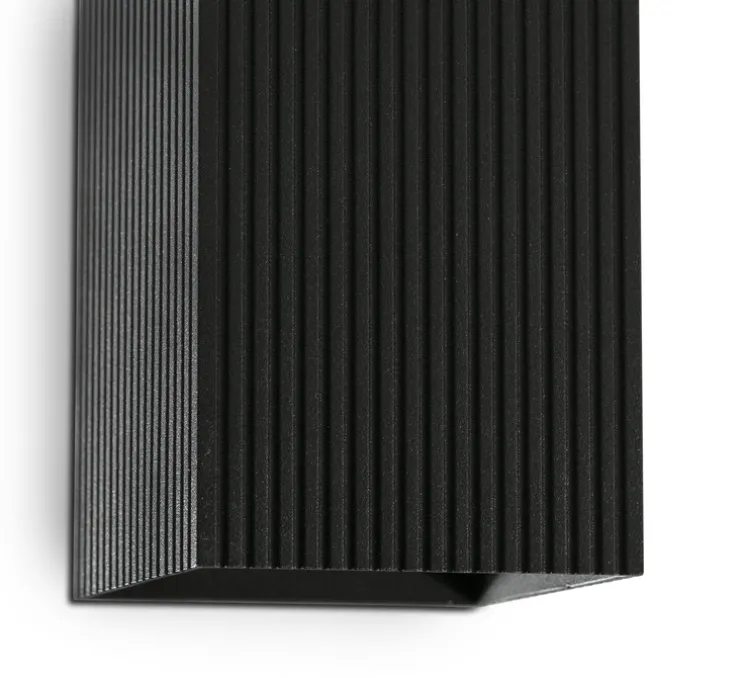 Applique murale, Lune 2L, cannelée, noir, L8cm, H15,5cm - Faro