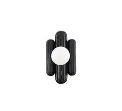 Applique murale, Madeleine, noir, globe opalin, L16cm, H30cm - Cosin