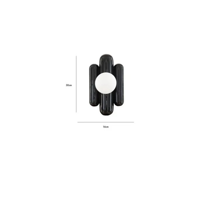Applique murale, Madeleine, noir, globe opalin, L16cm, H30cm - Cosin