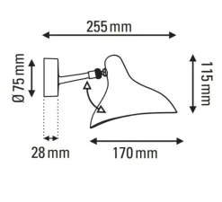 Applique murale, MANTIS BS5 MINI, noir, LED, 318lm, L25,5cm, H11,5cm - Dcw editions