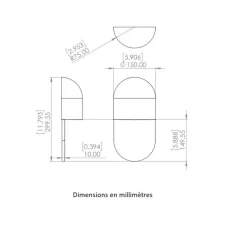 Applique murale, Martel 300, Albâtre veines blanches, Bronze marron foncé patiné, IP44, LED, dim, 2700K, 700 lm, L15cm, H30cm - Entrelacs