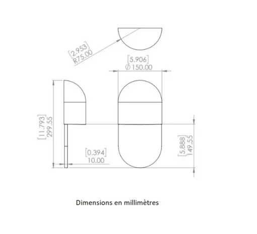 Applique murale, Martel 300, Albâtre veines blanches, Bronze marron foncé patiné, IP44, LED, dim, 2700K, 700 lm, L15cm, H30cm - Entrelacs