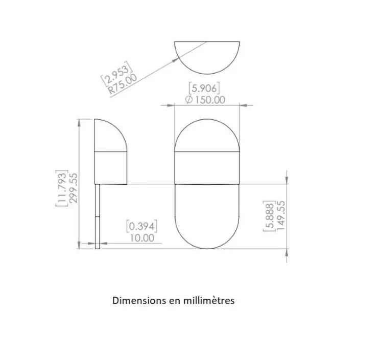 Applique murale, Martel 300, Albâtre veines blanches, Bronze marron foncé patiné, IP44, LED, dim, 2700K, 700 lm, L15cm, H30cm - Entrelacs
