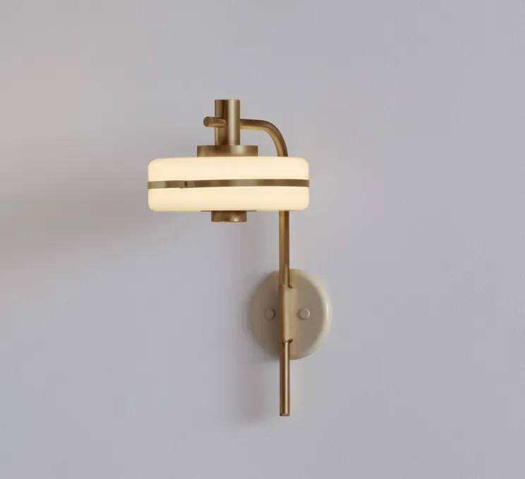 Applique murale, Masina 200, laiton antique et base dove, L20cm, H39,3cm - bert frank