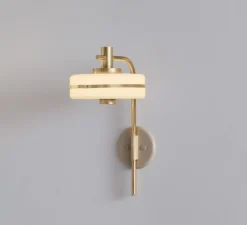 Applique murale, Masina 200, laiton brossé et base dove, L20cm, H39,3cm - bert frank