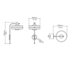 Applique murale, Masina 400, laiton brossé et base dove, L40cm, H76,5cm - bert frank