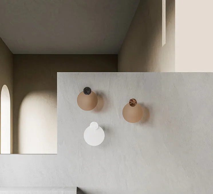 Applique murale, Mata, Pêche, marbre emperador , LED, 3000K, 808 lm, Ø35cm, H31cm - MM Lampadari