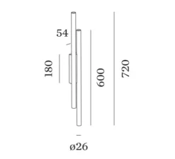Applique murale, Match 4.0, noir, LED, dim, 2700K, 1540 lm, L5,4cm, H72cm - Wever&Ducré
