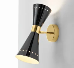 Applique murale, Megafono simple, noir, laiton, Ø13,6cm, H31cm - Stilnovo