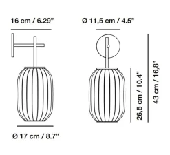 Applique murale, Mei, structure noire et abat-jour blanc B, L17cm, H43cm - Carpyen