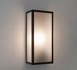 Applique murale, Messina Sensor, noir, verre givré, IP44, L16cm, H35cm - Astro Lighting