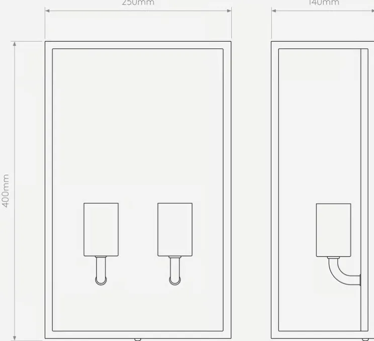 Applique murale, Messina Twin, noir, IP44, L25cm, H40cm - Astro Lighting