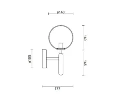Applique murale, Miira, gris roche, globe opalin, L14cm, H28,5cm - Nuura