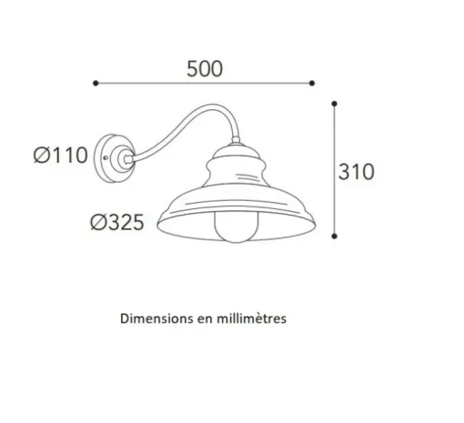 Applique murale, Mill 1590, Cuivre laiton vieilli, IP44, L50cm, H31cm - Moretti Luce