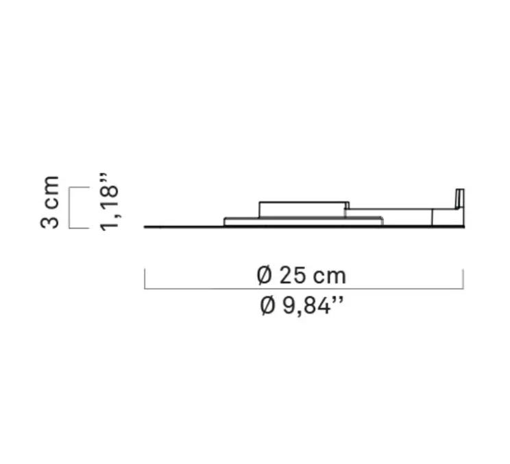 Applique murale, Millimetro, argent, LED, dim, 2700K, 1427 lm, Ø25cm, H3cm - Luceplan