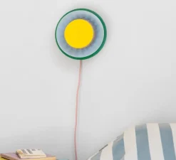 Applique murale, Mina L avec câble rose, jaune, bleu, vert, Ø20cm, H20cm - Warren & Laetitia