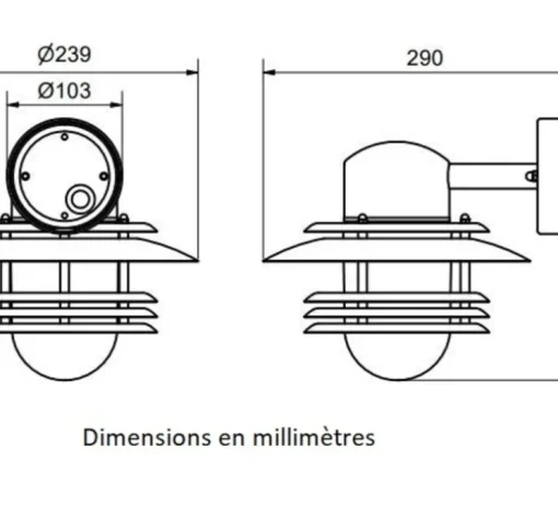 Applique murale, Mira, Graphite, IP23, Ø23,9cm, H23,5cm - Belid