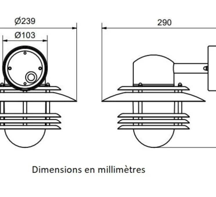 Applique murale, Mira, Graphite, IP23, Ø23,9cm, H23,5cm - Belid