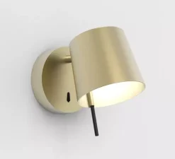 Applique murale, Miura, base laiton, abat-jour laiton, LED, 2700k, 367 lm, L11cm, H14,9cm - Astro