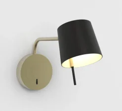 Applique murale, Miura Swing Arm, base or mat, abat-jour noir mat, LED, 2700k, 367 lm, L11cm, H16,4cm - Astro