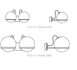 Applique murale, Model 237/1, noir, L14cm, H20,3cm - Astep