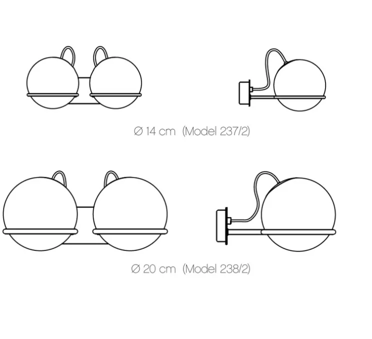 Applique murale, Model 237/1, noir, L14cm, H20,3cm - Astep