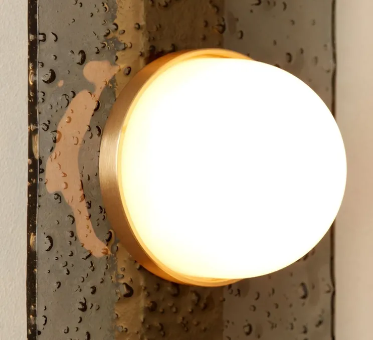 Applique murale, Modulo single, verre fumé, laiton satiné, LED, dim, 2700K, lm, L12cm, H28cm - CTO lighting
