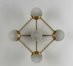 Applique murale, Molecule 5, laiton, verre frosted, L58,4cm, H22,4cm - Schwung