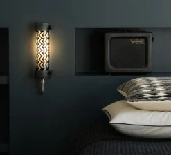 Applique murale, Monceau Nano, noir, E14, 2700K, IP66, Ø7cm, H27cm - Sammode