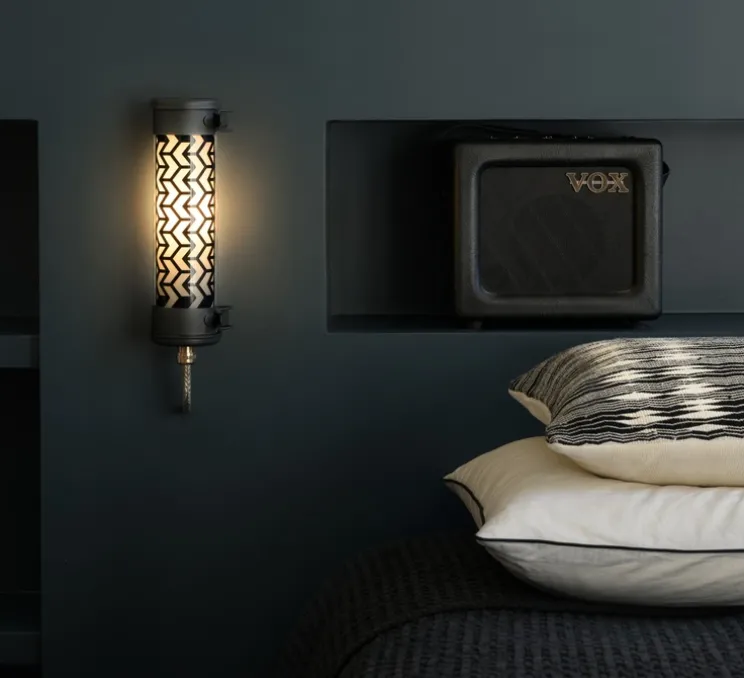 Applique murale, Monceau Nano, noir, E14, 2700K, IP66, Ø7cm, H27cm - Sammode