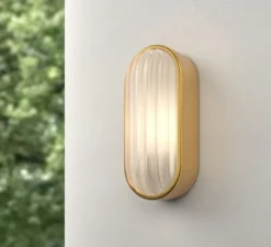 Applique murale, Montreal Oval Coastal, laiton brossé PVD, IP44, L12,5cm, H27,5cm - Astro