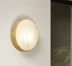 Applique murale, Montreal Round 300 Coastal, laiton brossé PVD, IP44, L30cm, H30cm - Astro