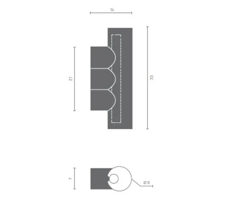 Applique murale, MULTITUDE 3, noir mat, L8cm, H33cm - Matière Grise